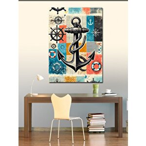 Kanvas Tablo Denizci Simgeleri Ve Çapa 100x140 cm