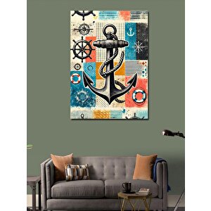 Kanvas Tablo Denizci Simgeleri Ve Çapa 100x140 cm