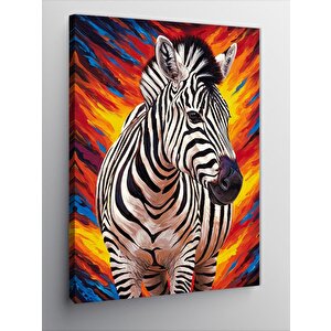 Kanvas Tablo Renkli Zebra Çizimi 50x70 cm