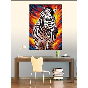 Kanvas Tablo Renkli Zebra Çizimi 50x70 cm