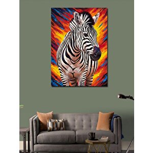 Kanvas Tablo Renkli Zebra Çizimi 50x70 cm