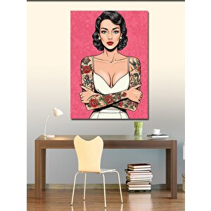 Kanvas Tablo Dövmeli Retro Kadın 50x70 cm