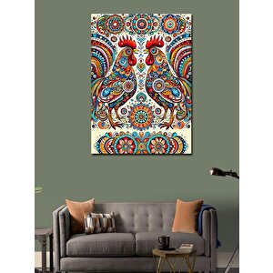 Kanvas Tablo Desenli Horoz Çifti 50x70 cm
