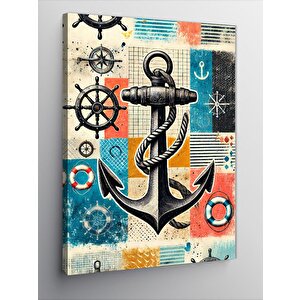 Kanvas Tablo Denizci Simgeleri Ve Çapa 50x70 cm