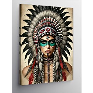 Kanvas Tablo Kızılderili Kadın Figürü 50x70 cm