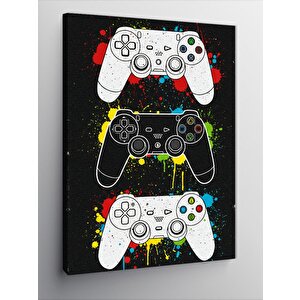 Kanvas Tablo Oyun Konsolu Ve Renkli Desenler 100x140 cm