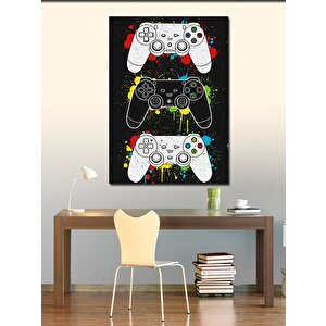 Kanvas Tablo Oyun Konsolu Ve Renkli Desenler 100x140 cm