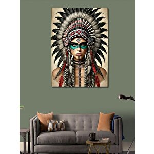 Kanvas Tablo Kızılderili Kadın Figürü 100x140 cm