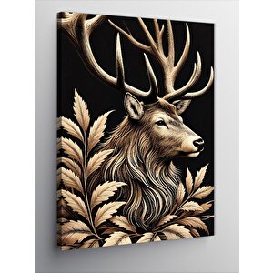 Kanvas Tablo Altın Geyik Portresi 100x140 cm