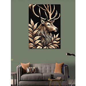 Kanvas Tablo Altın Geyik Portresi 100x140 cm