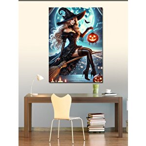 Kanvas Tablo Balkabağı Ve Cadı Kadın 50x70 cm