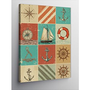 Kanvas Tablo Denizcilik Temalı Patchwork 70x100 cm