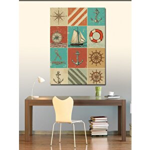 Kanvas Tablo Denizcilik Temalı Patchwork 70x100 cm