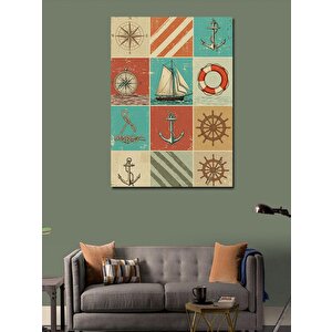Kanvas Tablo Denizcilik Temalı Patchwork 70x100 cm