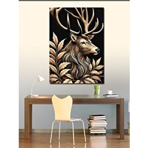 Kanvas Tablo Altın Geyik Portresi 70x100 cm
