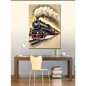 Kanvas Tablo Buharlı Tren Çizimi 70x100 cm