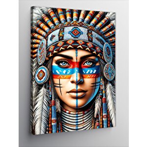Kanvas Tablo Kızılderili Kadın Portresi 70x100 cm