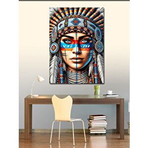 Kanvas Tablo Kızılderili Kadın Portresi 50x70 cm