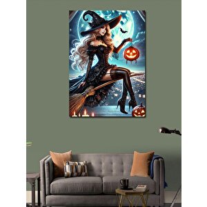 Kanvas Tablo Balkabağı Ve Cadı Kadın 100x140 cm