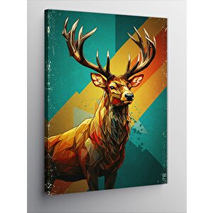 Kanvas Tablo Renkli Geyik Çizimi 70x100 cm