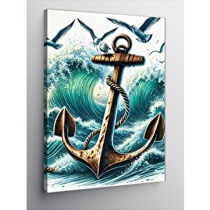 Kanvas Tablo Dalgaların Ortasında Çapa 50x70 cm
