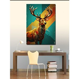Kanvas Tablo Renkli Geyik Çizimi 100x140 cm