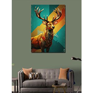 Kanvas Tablo Renkli Geyik Çizimi 100x140 cm