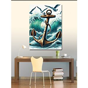 Kanvas Tablo Dalgaların Ortasında Çapa 100x140 cm