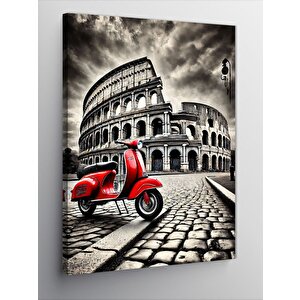 Kanvas Tablo Roma Kolezyumu Ve Motosiklet 50x70 cm