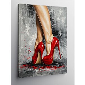 Kanvas Tablo Kırmızı Topuklu Ayakkabı 100x140 cm