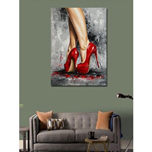 Kanvas Tablo Kırmızı Topuklu Ayakkabı 100x140 cm