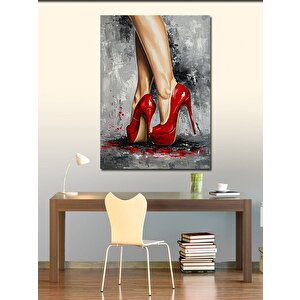 Kanvas Tablo Kırmızı Topuklu Ayakkabı 70x100 cm