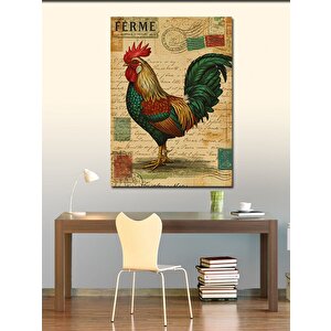 Kanvas Tablo Eski Tarzda Horoz İllüstrasyonu 100x140 cm