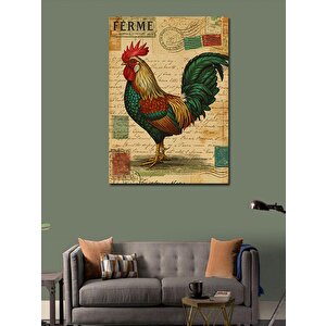 Kanvas Tablo Eski Tarzda Horoz İllüstrasyonu 70x100 cm