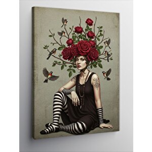 Kanvas Tablo Güllü Kadın Figürü 100x140 cm