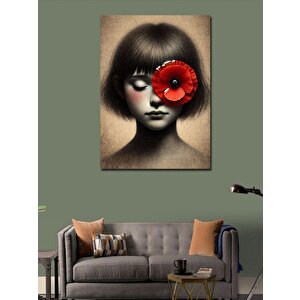 Kanvas Tablo Gelincikli Genç Kız Portresi 70x100 cm