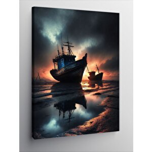 Kanvas Tablo Sisli Batık Gemi 50x70 cm
