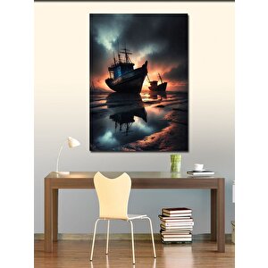 Kanvas Tablo Sisli Batık Gemi 50x70 cm