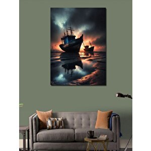 Kanvas Tablo Sisli Batık Gemi 50x70 cm