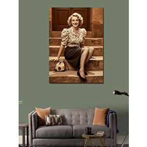 Kanvas Tablo Retro Kadın Portresi 100x140 cm