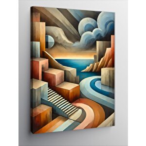 Kanvas Tablo Renkli Şehir Merdivenleri 50x70 cm