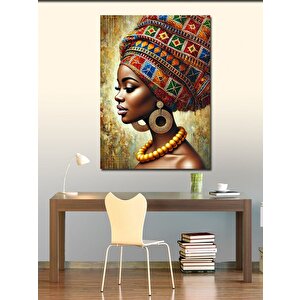 Kanvas Tablo Afrikalı Kadın Ve Türban 100x140 cm