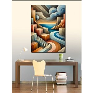 Kanvas Tablo Renkli Şehir Merdivenleri 100x140 cm