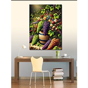 Kanvas Tablo Renkli Üzümler Ve Sepet 100x140 cm