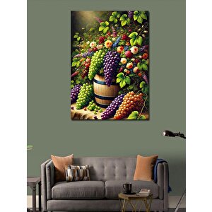 Kanvas Tablo Renkli Üzümler Ve Sepet 100x140 cm