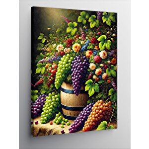 Kanvas Tablo Renkli Üzümler Ve Sepet 50x70 cm