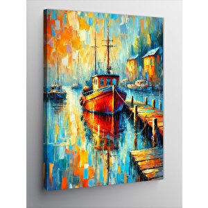 Kanvas Tablo Renkli Liman Ve Tekneler 100x140 cm