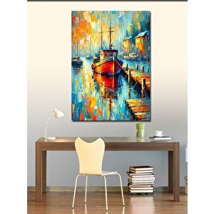 Kanvas Tablo Renkli Liman Ve Tekneler 100x140 cm