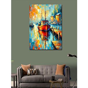Kanvas Tablo Renkli Liman Ve Tekneler 100x140 cm