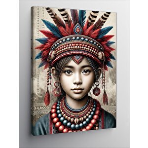 Kanvas Tablo Kızılderili Kız Portresi 70x100 cm